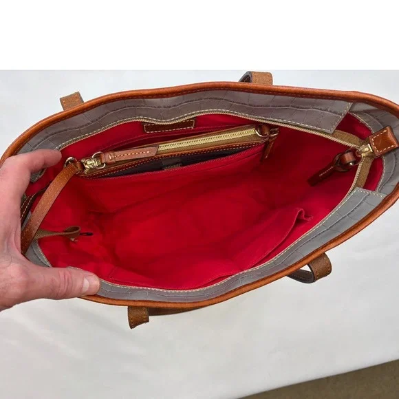 Dooney & Bourke Tote Bag in a Gray Crocodile-Embossed Leather Finish - Picture 10 of 16